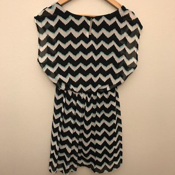 Love Reign Chevron Black Aqua Mini Dress Small Womens - Picture 3 of 6